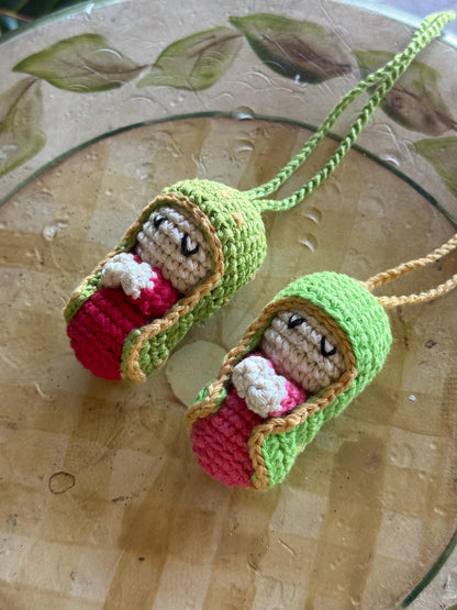 Crochet Virgin Mary Keychain • Mexican Folk Art Amigurumi Ornament