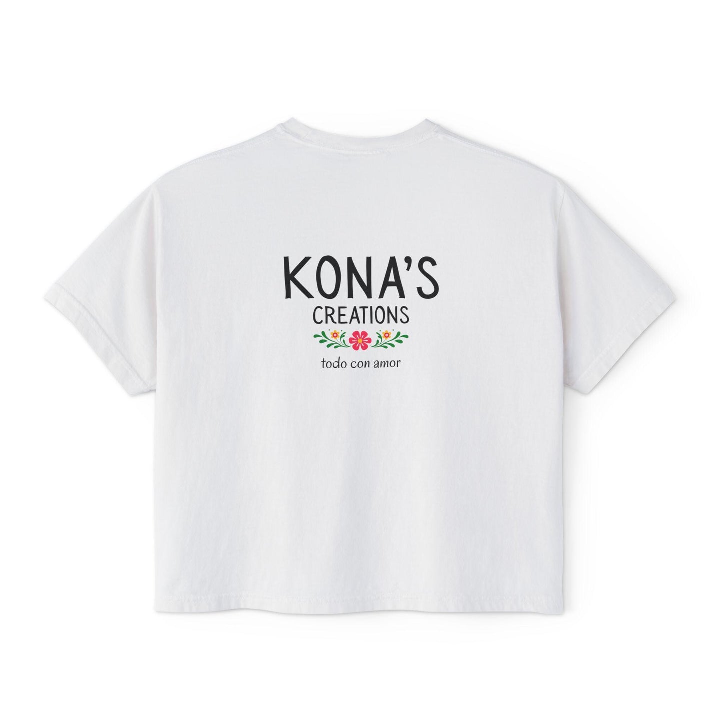 Floral Folk Art Dog Kona's Creations Tee | Boxy Women's Tee