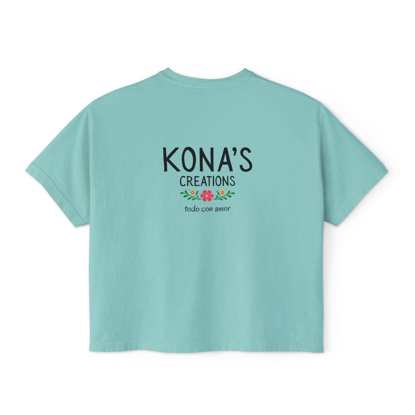 Floral Folk Art Dog Kona's Creations Tee | Boxy Women's Tee