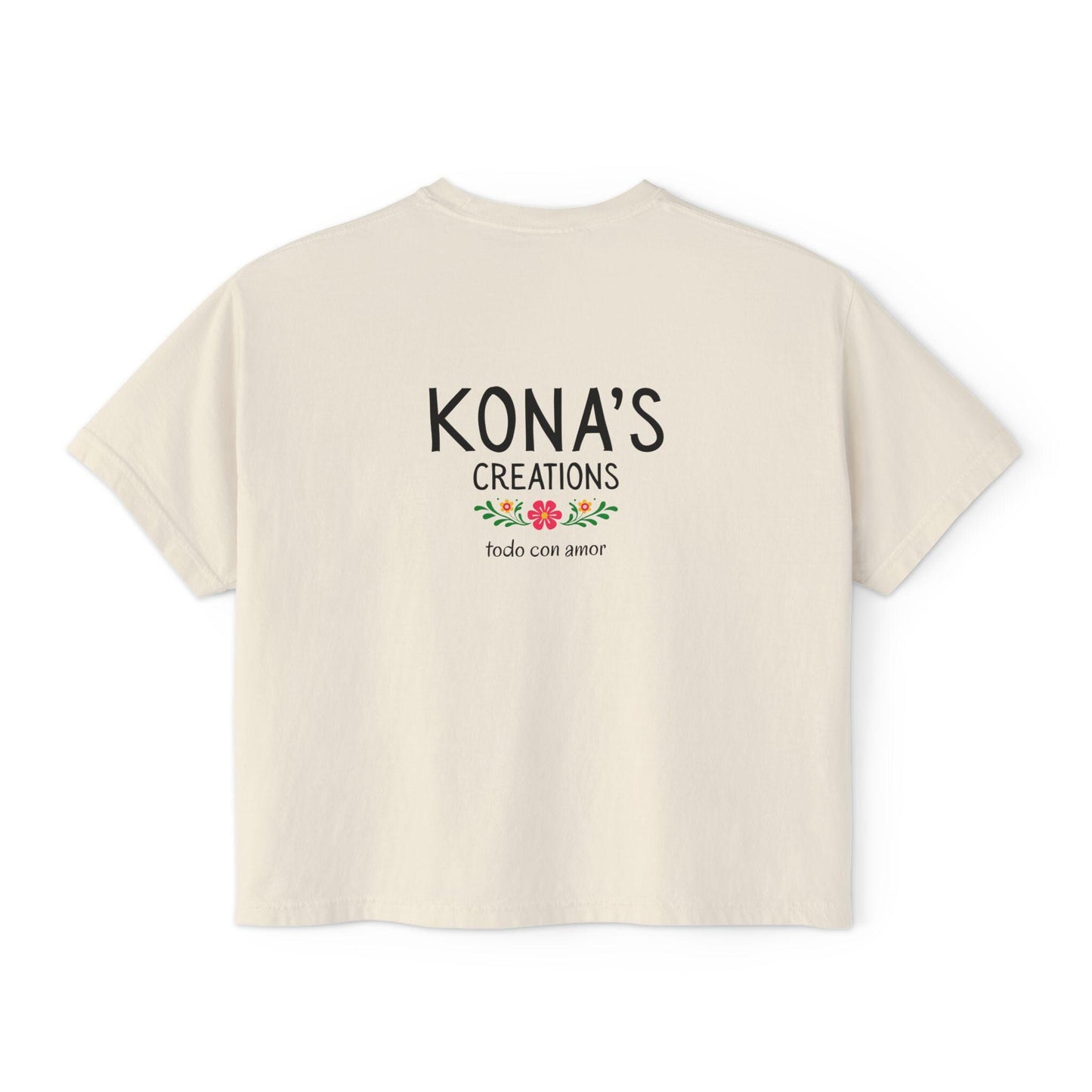 Floral Folk Art Dog Kona's Creations Tee | Boxy Women's Tee