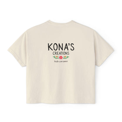 Floral Folk Art Dog Kona's Creations Tee | Boxy Women's Tee
