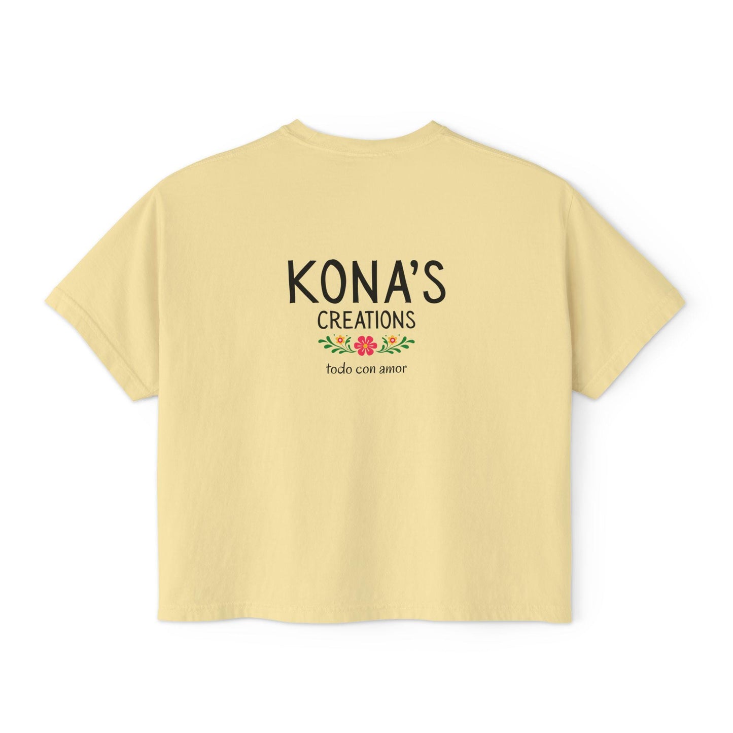 Floral Folk Art Dog Kona's Creations Tee | Boxy Women's Tee
