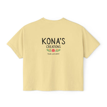 Floral Folk Art Dog Kona's Creations Tee | Boxy Women's Tee