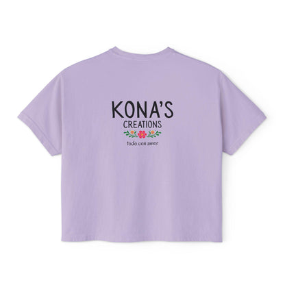 Floral Folk Art Dog Kona's Creations Tee | Boxy Women's Tee