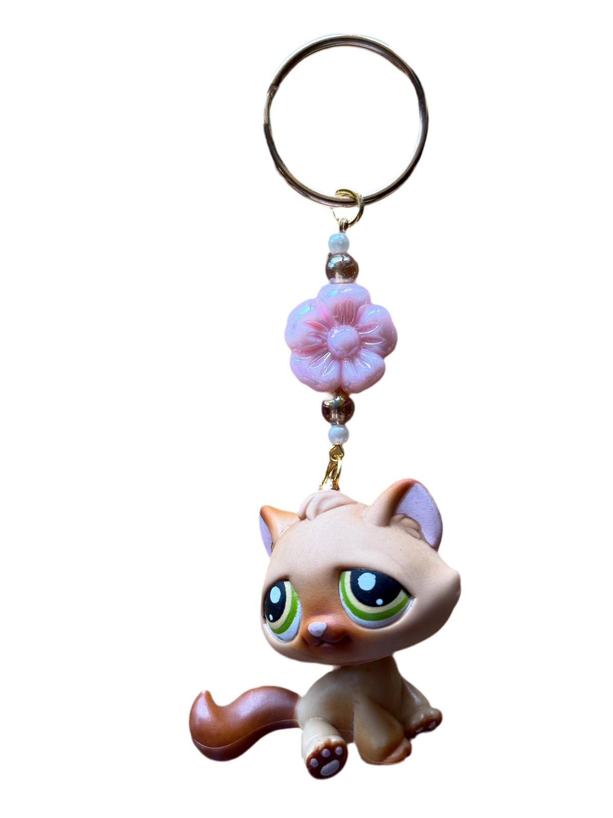 Custom LPS Keychain – Handcrafted Beaded Bag Charm from Vintage Littlest Pet Shop