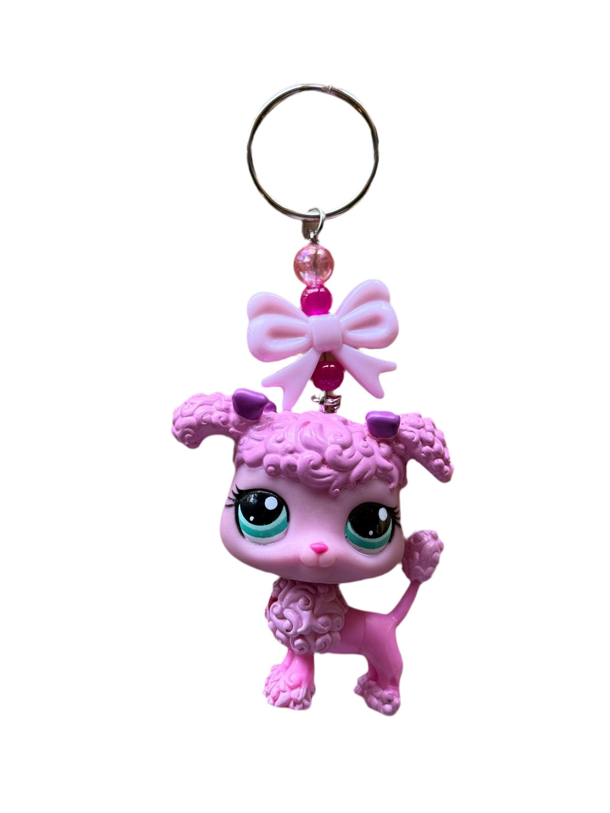 Custom LPS Keychain – Handcrafted Beaded Bag Charm from Vintage Littlest Pet Shop