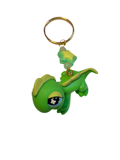 Custom LPS Keychain – Handcrafted Beaded Bag Charm from Vintage Littlest Pet Shop