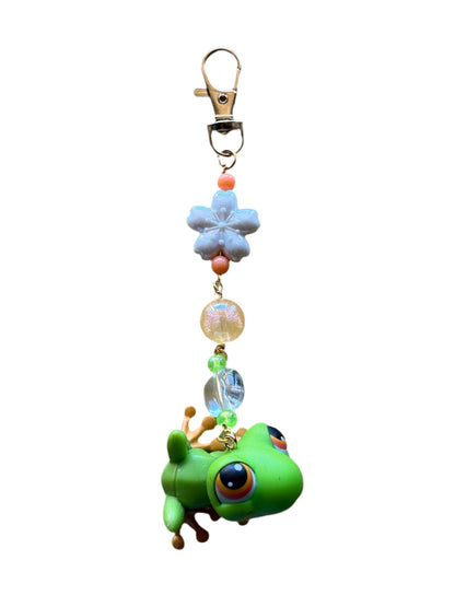 Custom LPS Keychain – Handcrafted Beaded Bag Charm from Vintage Littlest Pet Shop