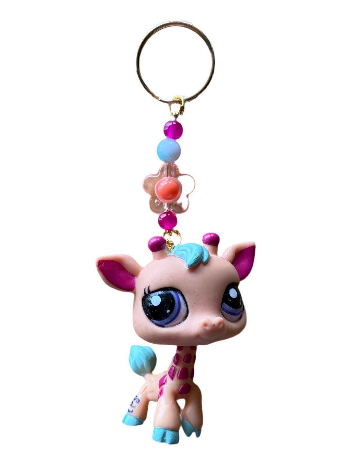 Custom LPS Keychain – Handcrafted Beaded Bag Charm from Vintage Littlest Pet Shop
