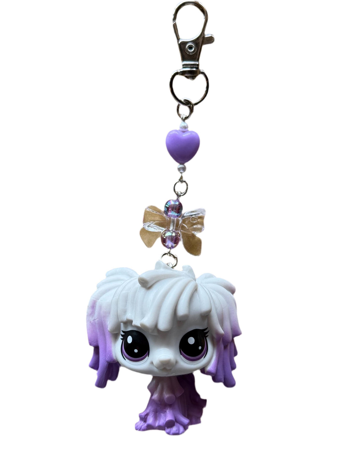 Custom LPS Keychain – Handcrafted Beaded Bag Charm from Vintage Littlest Pet Shop
