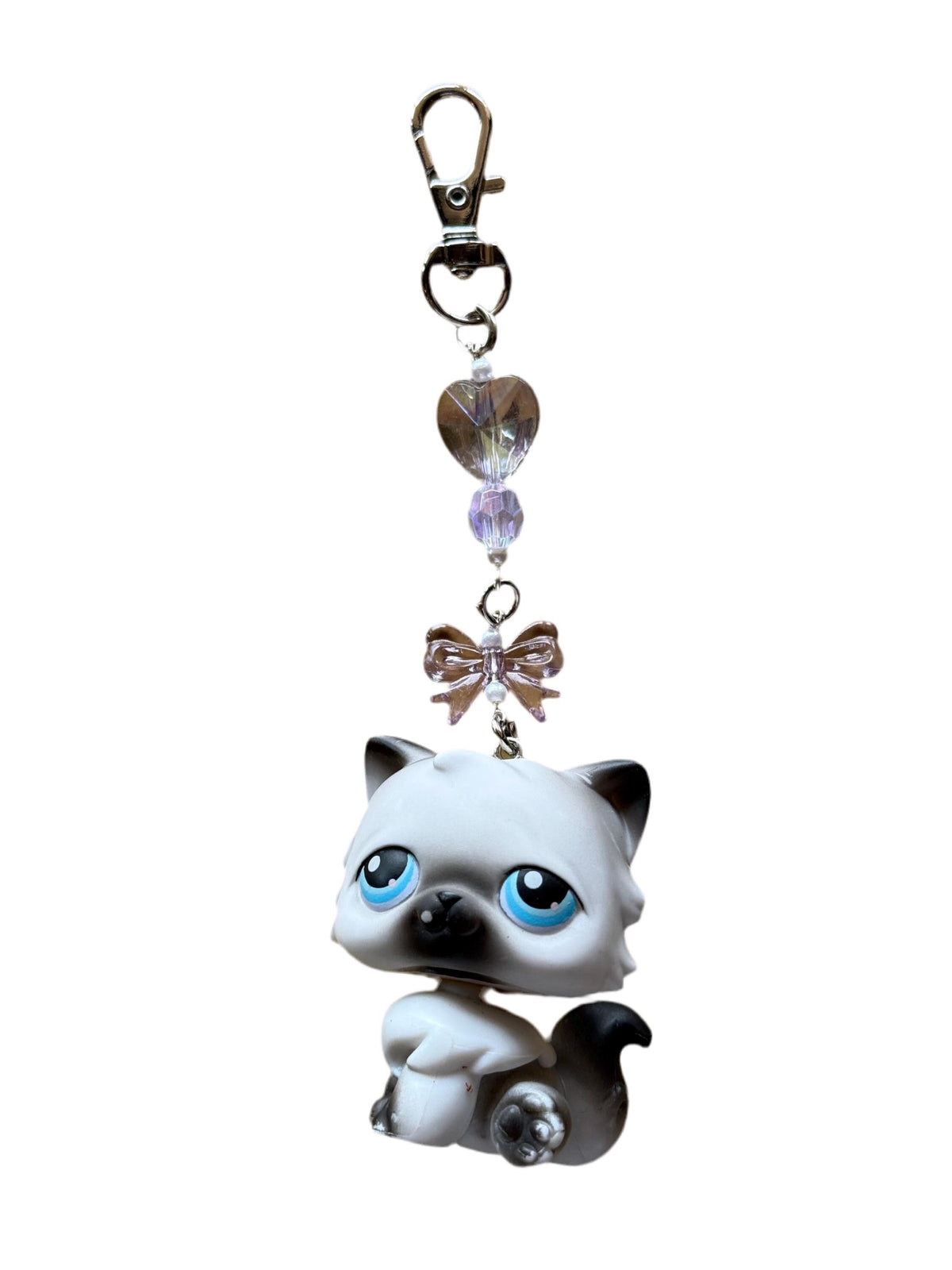Custom LPS Keychain – Handcrafted Beaded Bag Charm from Vintage Littlest Pet Shop