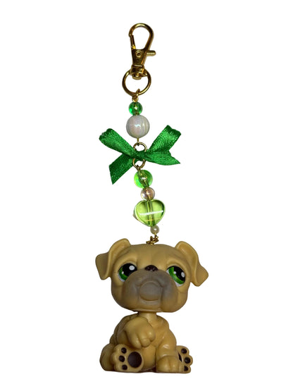 Custom LPS Keychain – Handcrafted Beaded Bag Charm from Vintage Littlest Pet Shop