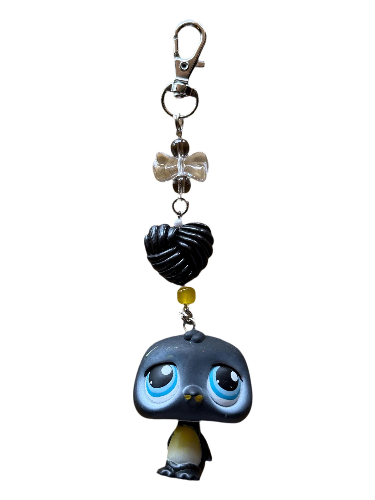 Custom LPS Keychain – Handcrafted Beaded Bag Charm from Vintage Littlest Pet Shop