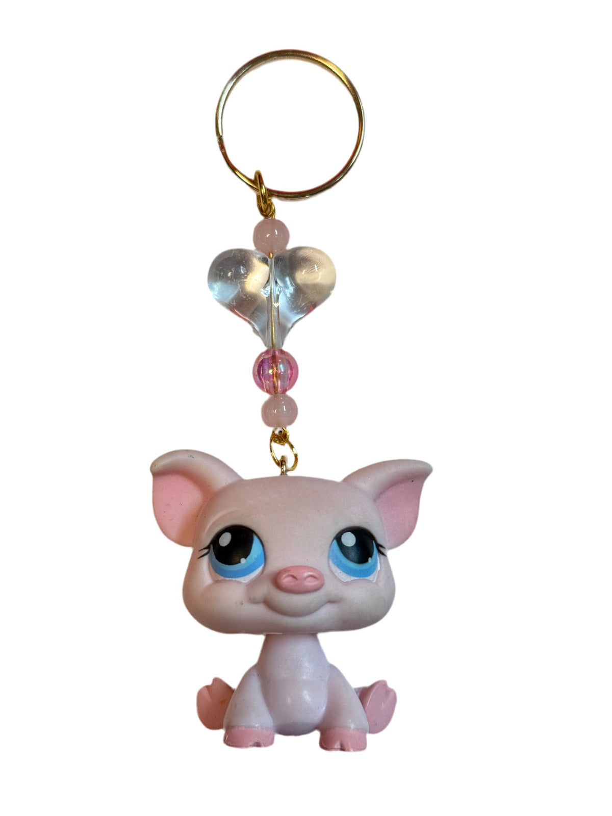 Custom LPS Keychain – Handcrafted Beaded Bag Charm from Vintage Littlest Pet Shop