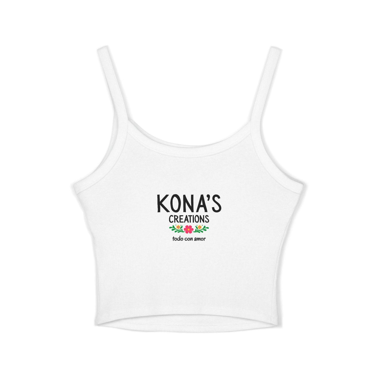 Floral Dog Logo Tank Top | Kona's Creations Cropped Spaghetti Strap