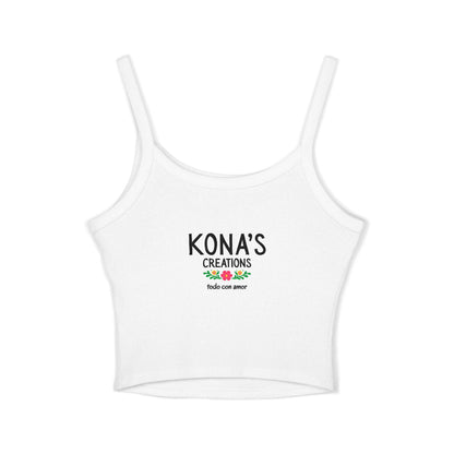 Floral Dog Logo Tank Top | Kona's Creations Cropped Spaghetti Strap