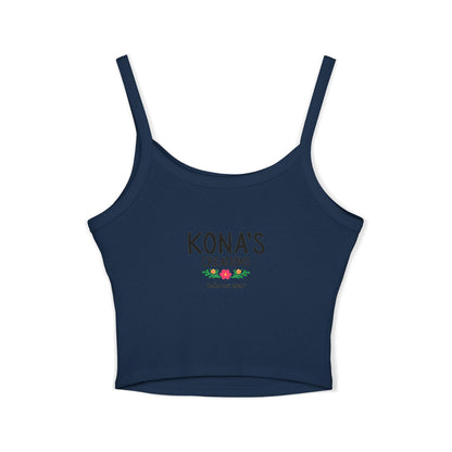 Floral Dog Logo Tank Top | Kona's Creations Cropped Spaghetti Strap
