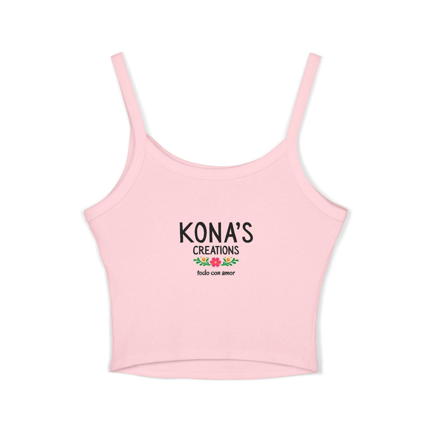 Floral Dog Logo Tank Top | Kona's Creations Cropped Spaghetti Strap
