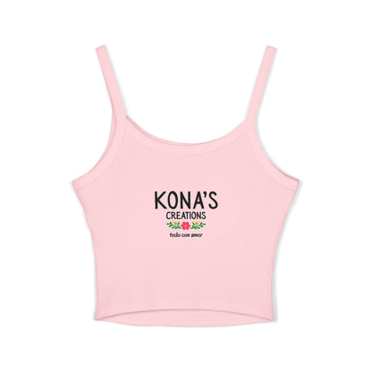 Floral Dog Logo Tank Top | Kona's Creations Cropped Spaghetti Strap