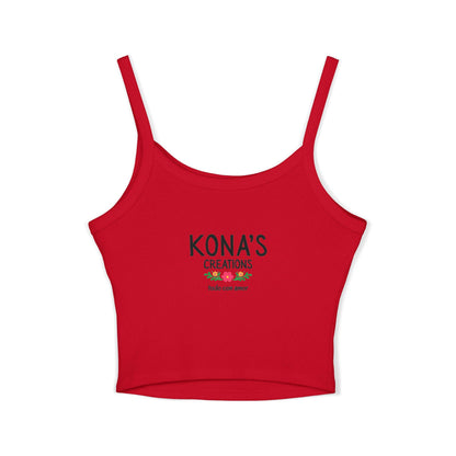 Floral Dog Logo Tank Top | Kona's Creations Cropped Spaghetti Strap
