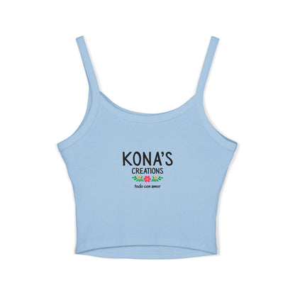 Floral Dog Logo Tank Top | Kona's Creations Cropped Spaghetti Strap