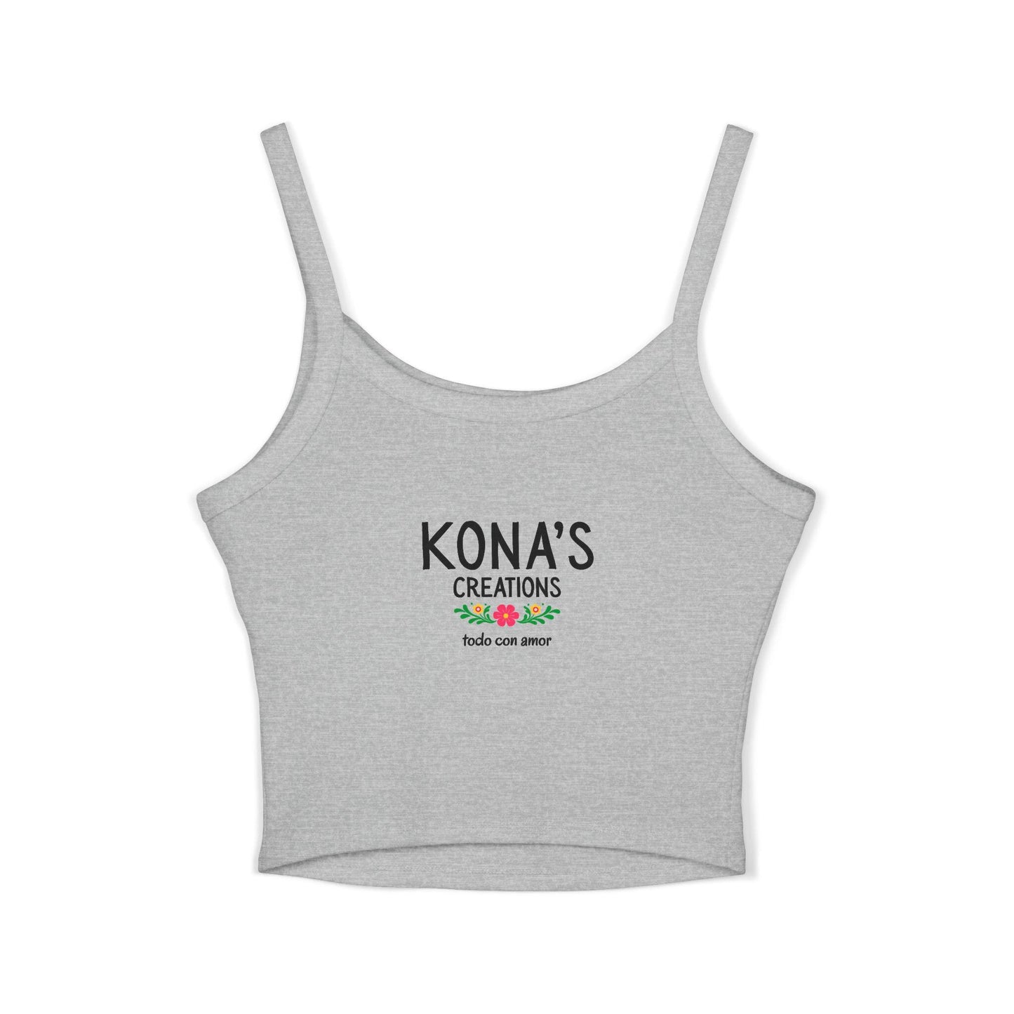 Floral Dog Logo Tank Top | Kona's Creations Cropped Spaghetti Strap