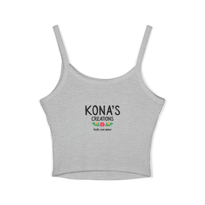 Floral Dog Logo Tank Top | Kona's Creations Cropped Spaghetti Strap